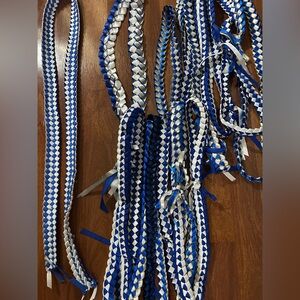 16 piece Blue and White Braided Graduation Leis